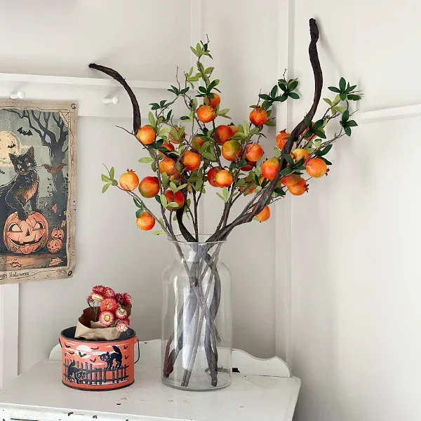 41 Inch Faux Pomegranate Fruit Stems and Branches – Decor Steals