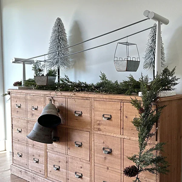 64 Inch Wide Galvanized Metal Ski Lift with Two Buckets – Decor Steals