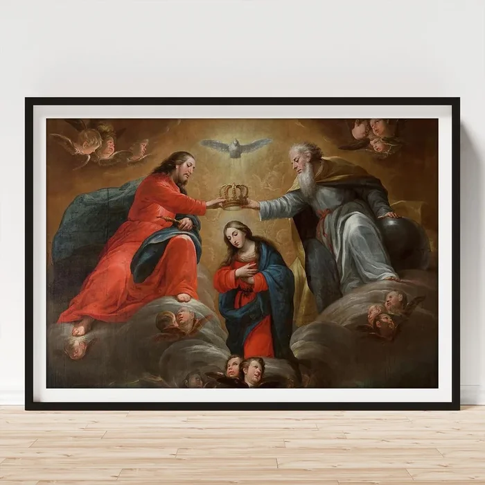 ‘The Coronation of the Virgin’. Late XVII – Early XVIII century. Oil on canvas. Art Print