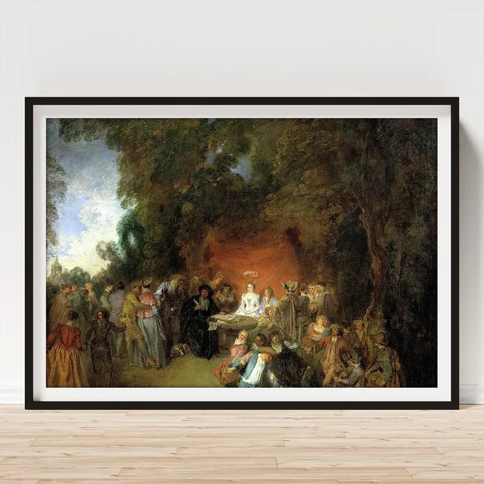 ‘The Marriage Contract’, ca. 1711, French School, Oil on canvas, 47 cm x … Art Print
