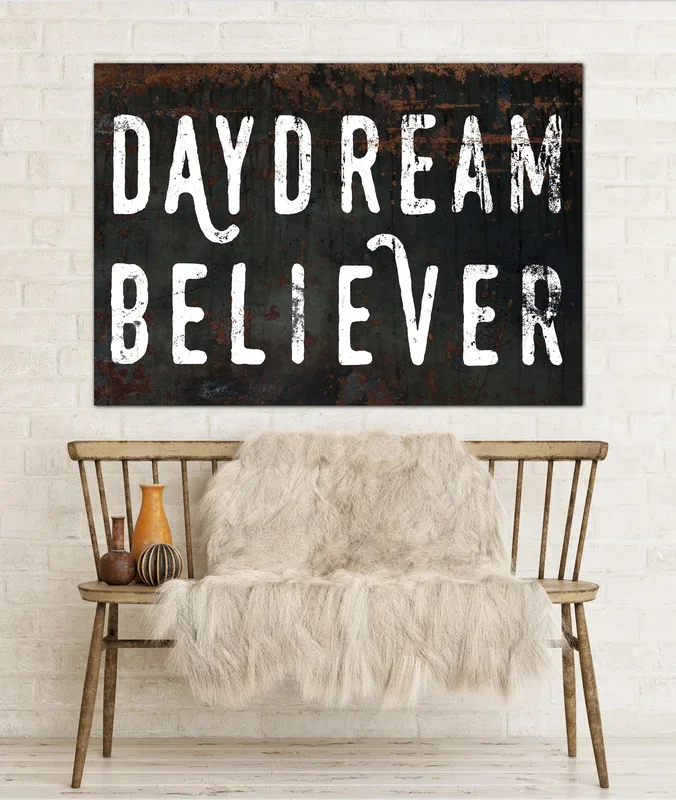 Black Daydream Believer Canvas Wall Art – Music Lyric Print