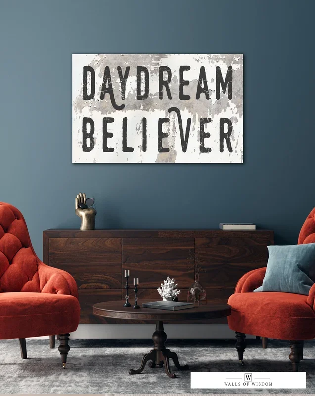 Chippy Daydream Believer Boho Canvas Wall Art – Music Quote Sign