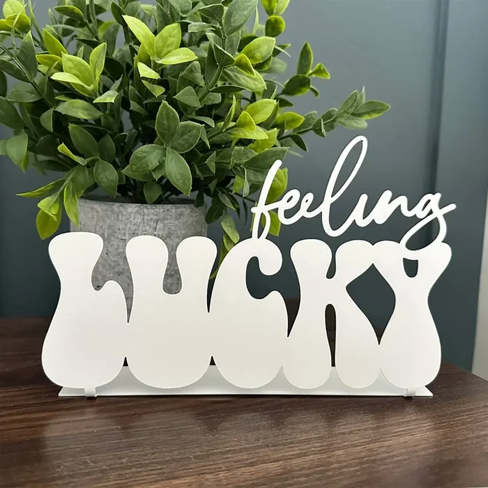 Feeling Lucky Metal Tabletop Sign – St. Patrick’s Day Shamrock Decor – Decor Steals