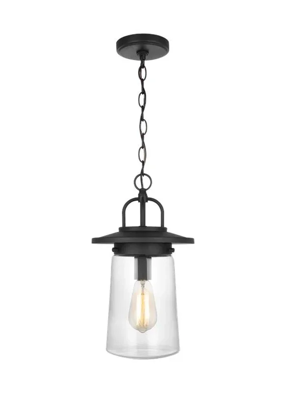 Generation Lighting Tybee One Light Outdoor Pendant Black-Black Cord (6208901-12)