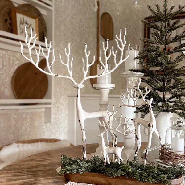 Handcrafted White Merry Reindeer, Set of 3 – Decor Steals