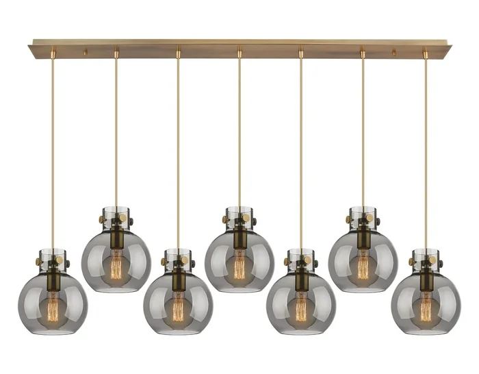 Innovations – 127-410-1PS-BB-G410-8SM – Two Light Linear Pendant – Newton – Brushed Brass