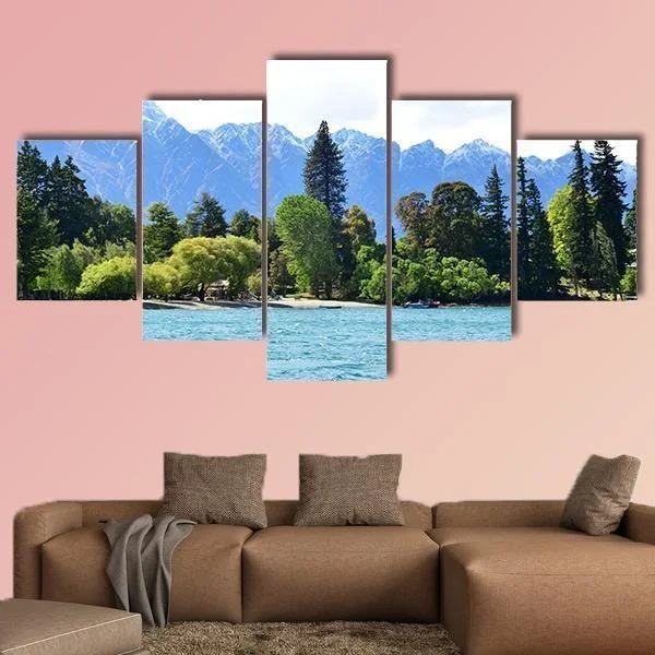 Lake Wakatipu with Snow-capped Mountains Canvas Wall Art