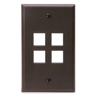 Leviton 1-Gang QuickPort Wall Plate 4-Port Brown (41080-4BP)