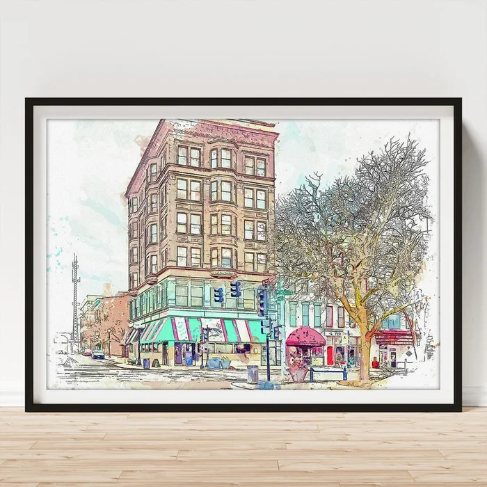 .Livingston Building, Courthouse Square, Bloomington, Illinois Art Print