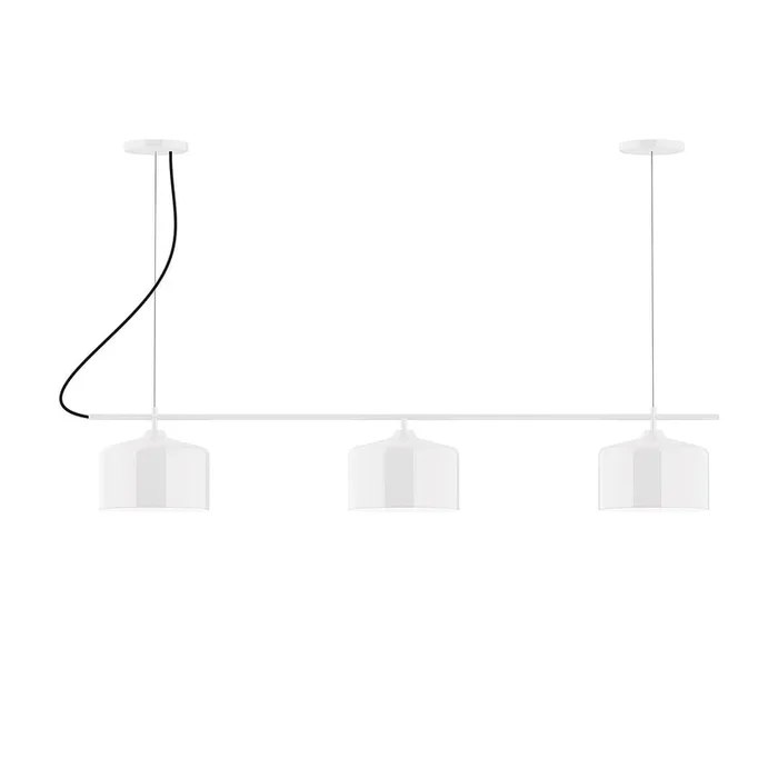 Montclair Light Works – CHA419-44-C24 – Three Light Linear Chandelier – Axis – White – CHA41944C24