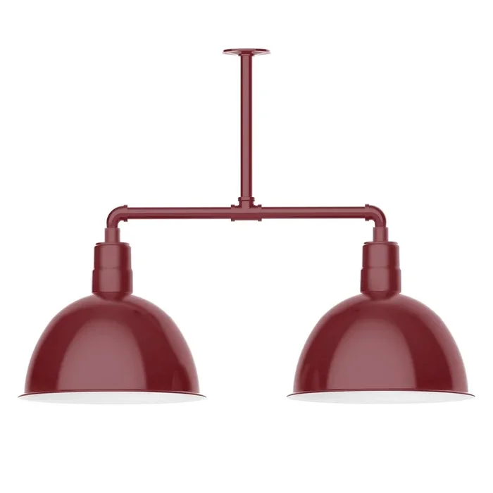 Montclair Light Works – MSD117-55-T24-G06 – Two Light Pendant – Deep Bowl – Barn Red – MSD11755T24G06