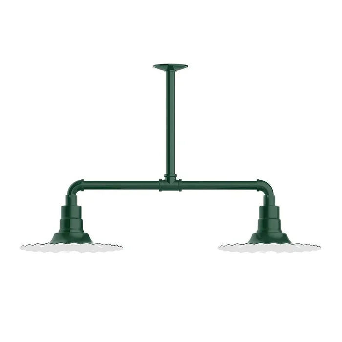 Montclair Light Works – MSD158-42-T36-G05 – Two Light Pendant – Radial – Forest Green – MSD15842T36G05