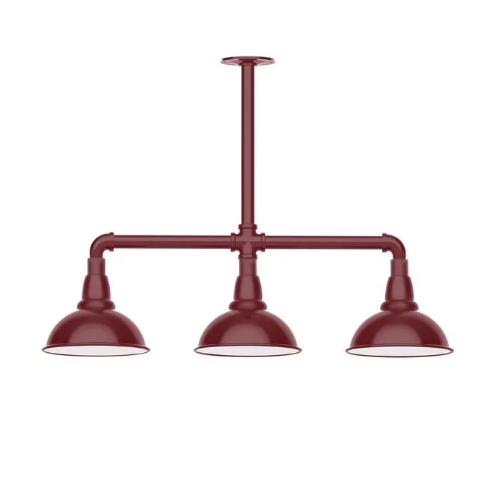 Montclair Light Works – MSK105-55-T30-W08 – Three Light Pendant – Cafe – Barn Red – MSK10555T30W08