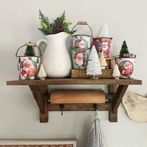 Nostalgic Santa Buckets with Handles, Set of 5 – Decor Steals