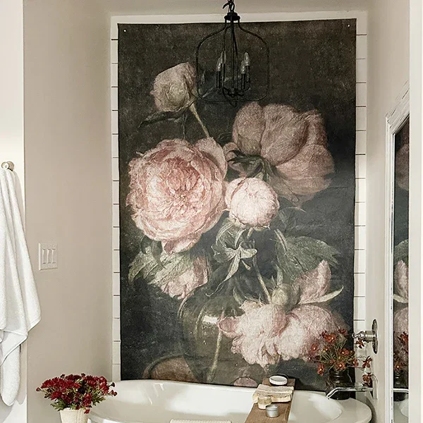 Oversized Blooming Pink Roses Paper Wall Tapestry – Decor Steals