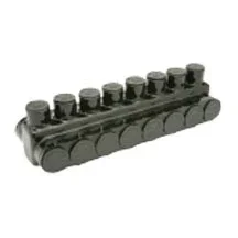 Penn Union Aluminum Black Pre-Insulated Power Bar – Eight Ports With Double Sided Conductor Entry 10 Sol. To 250 Kcmil (IPBBNA2508D)