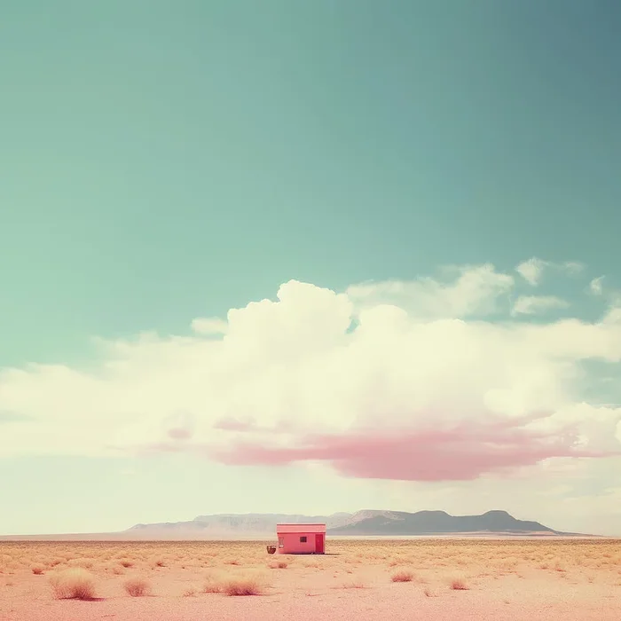 Pink Hut in a Pale Desert