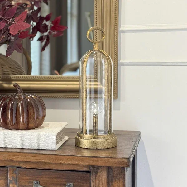 Portable Brass Finish LED Lantern – Decor Steals