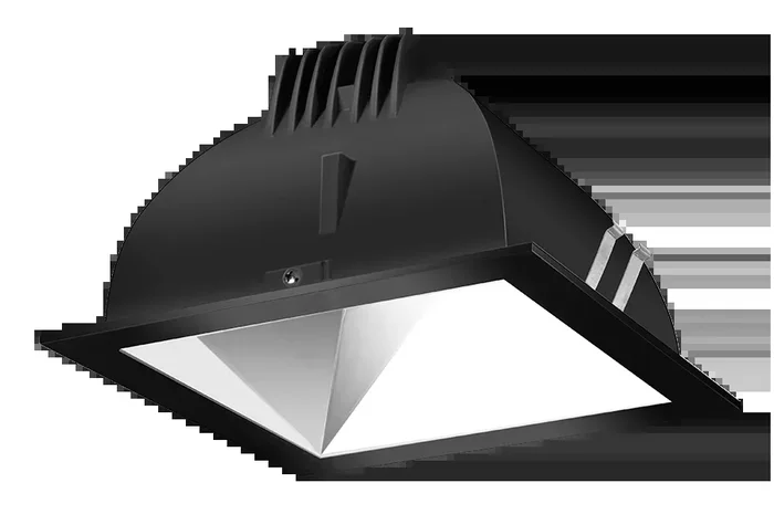 RAB LED Trim MOD 4 Inch Square Wall Washer 3000K 80 CRI Specular Cone Black Ring (NDLED4SD-WY-S-B)