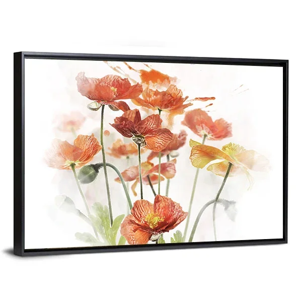 Red Poppy Flowers Canvas Wall Art