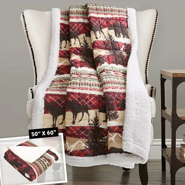 Reversible Holiday Lodge Sherpa Throw – Decor Steals