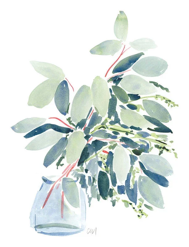 Silver Leaves In Vase – Caitlin McGauley by Tiger Flower Studio