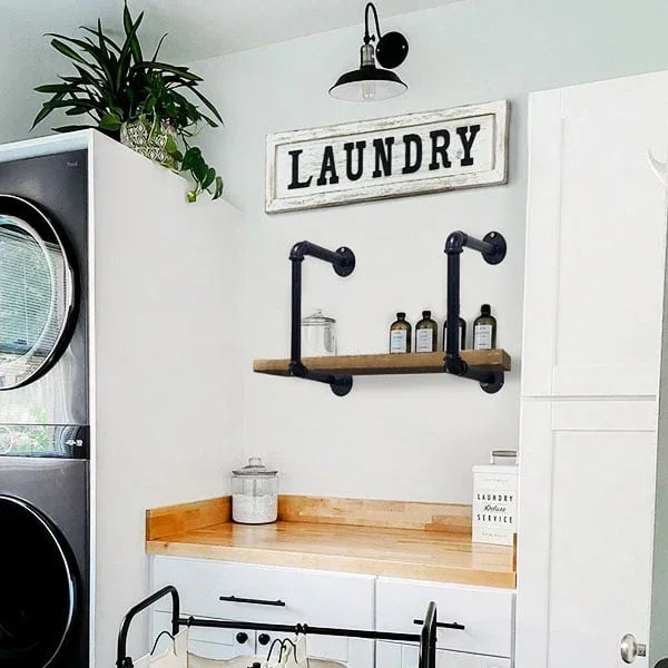 Single Tier Industrial Pipe Wall Shelf – Decor Steals