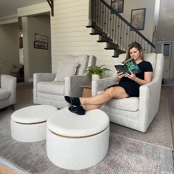 Stowaway Chic Boucle Ottomans, Set of Two – Decor Steals