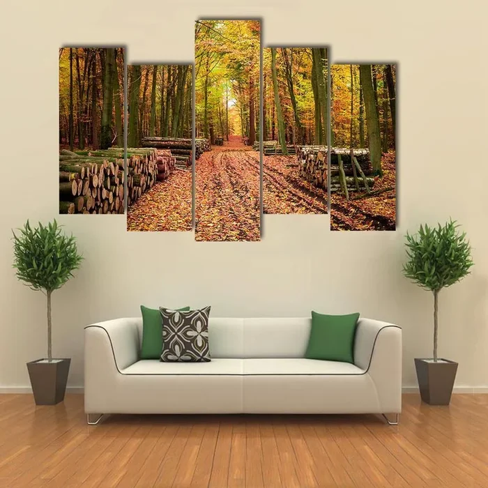 Stumped Tree in Autumn Forest Canvas Wall Art