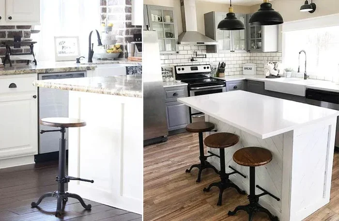 Vintage Bar Stool with Reclaimed Wooden Seat – Decor Steals