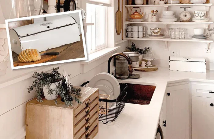 Vintage Finish Bread Box | Chippy Farmhouse – Decor Steals