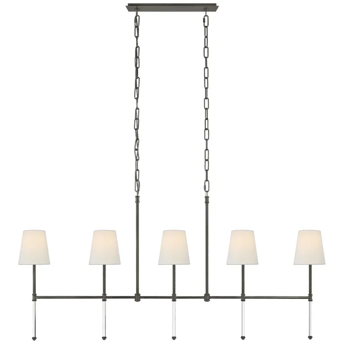 Visual Comfort Signature – Five Light Linear Chandelier – Camille