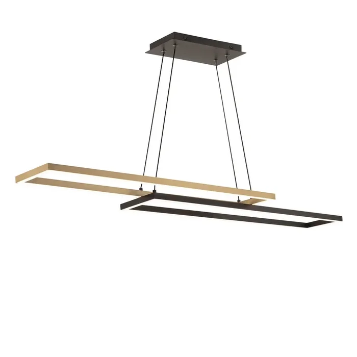 W.A.C. Lighting – PD-81442-30-BK/AB – LED Linear Pendant – Double Entendre – Black/Aged Brass – PD8144230BKAB