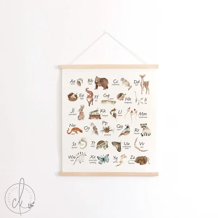 Woodland Animal Alphabet Canvas Print | Educational Wall Art