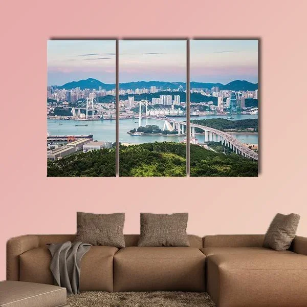 Xiamen Haicang Bridge at Dusk Canvas Wall Art