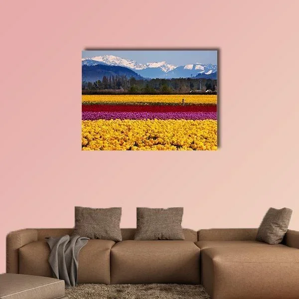Yellow Red Purple Tulips Flowers Daffodils Canvas Wall Art