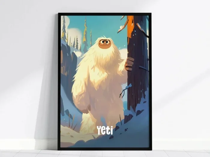 Yeti Nursery Poster | Cute Cryptid Snowman Wall Art for Kids Room or Baby Gift | Cozy Winter Art Print | Framed or Unframed