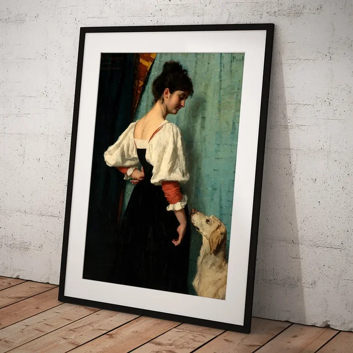 Young Italian Woman with a Dog Called Puck Art Print