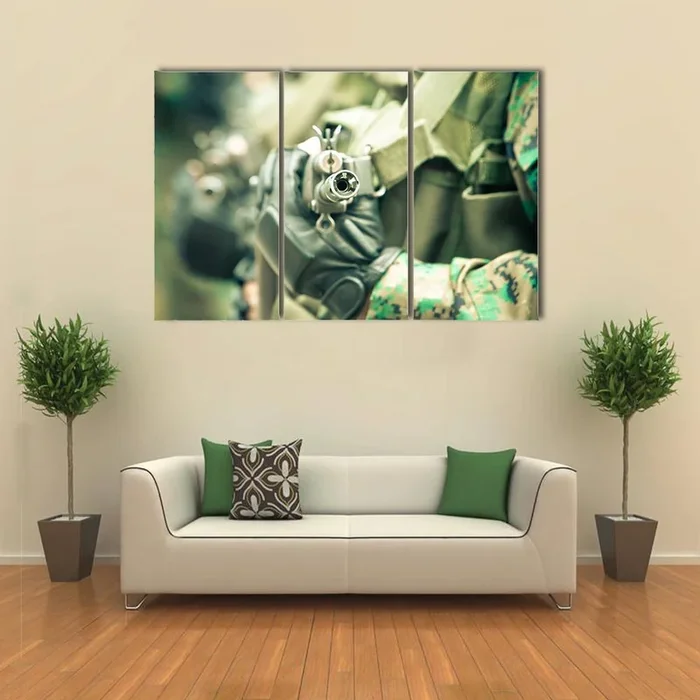 Young Soldiers with Guns Canvas Wall Art