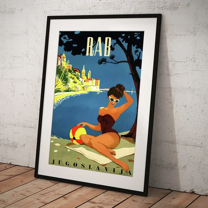 Yugoslavia, Rab Isle, Adriatic sea, Croatia, young woman on the coast Art Print