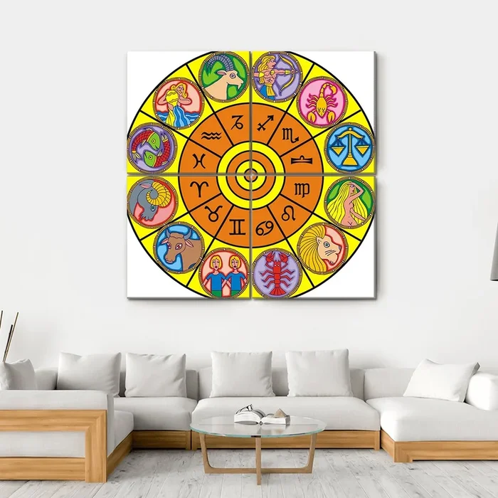 Zodiac Clock Canvas Wall Art