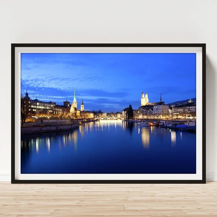 Zurich At Night Art Print